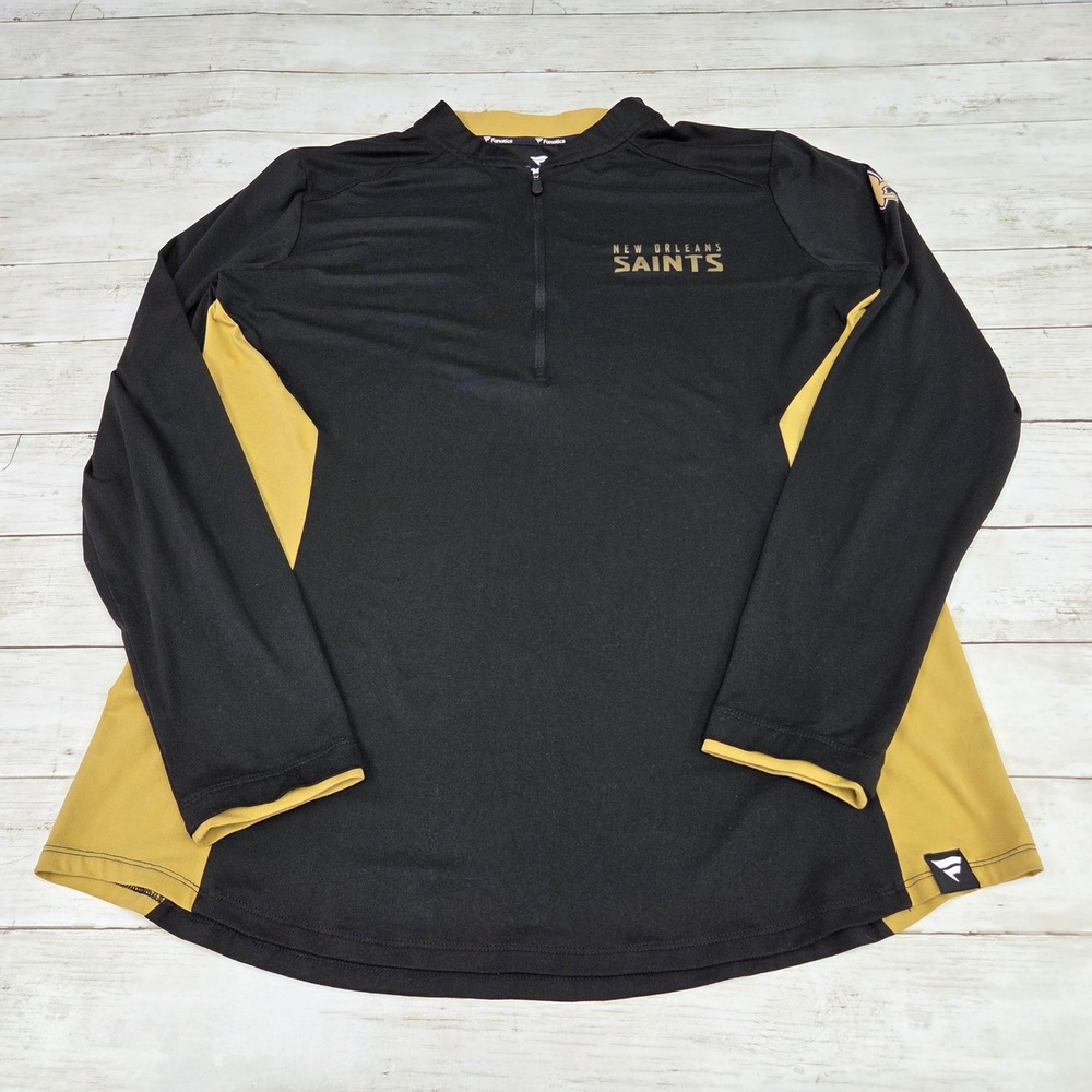 Fanatics New Orleans Saints 1/4 Zip Pullover Athletic Men XL Black Gold 589586